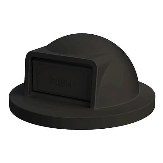 42 Gallon Circle 100% Recycled Plastic Heavy Duty Indoor or Outdoor Commercial Trash Can with Push Open Dome Lid and Internal Liner - Great for Schools and Businesses - Black
