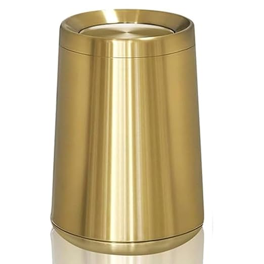 8L / 2.1Gal Gold Brushed Stainless Steel Trash Can with Swing Cover,Gold Bathroom Trash can ，Decorative Garbage Can for Bathroom, Living Room, BedroomOffice, Hotel, RV (32A gold-8L)