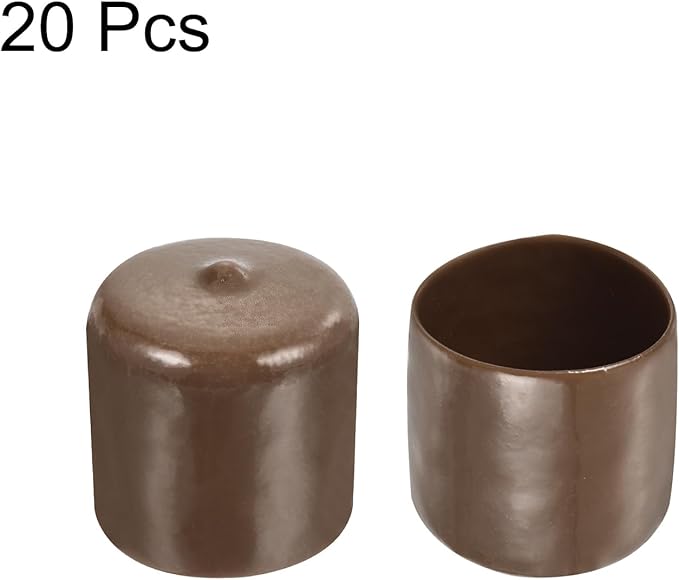 uxcell 20pcs Rubber End Caps 34mm ID Vinyl PVC Round Tube Bolt Cap Cover Screw Thread Protectors Brown