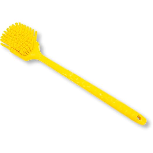 SPARTA 40501EC04 Plastic Large Scrub Brush, Kitchen Brush, Utility Brush With Long Handle For Cleaning, 20 Inches, Yellow, (Pack of 6)