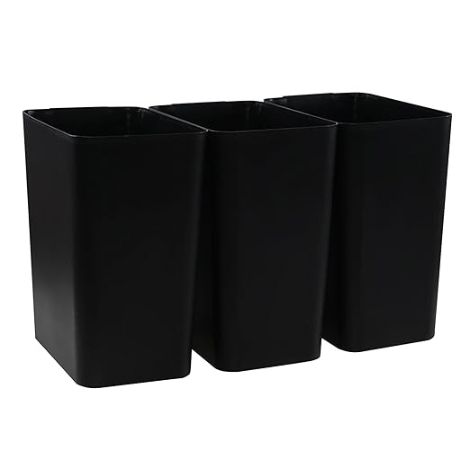 Xyskin 4.5 Gallon Plastic Garbage Bin, Deskside Wastebasket, Waste Can, Black, 3 Pack