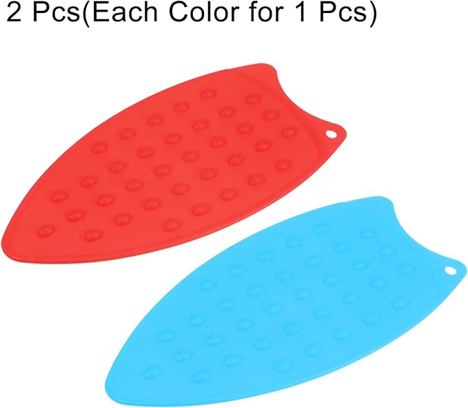 HARFINGTON 2pcs Silicone Iron Rest Pad, Multipurpose Iron Hot Resistant Mat Iron Rest Plate for Ironing Board Hot Heat Resistant Steam Compact Mat, Red/Blue