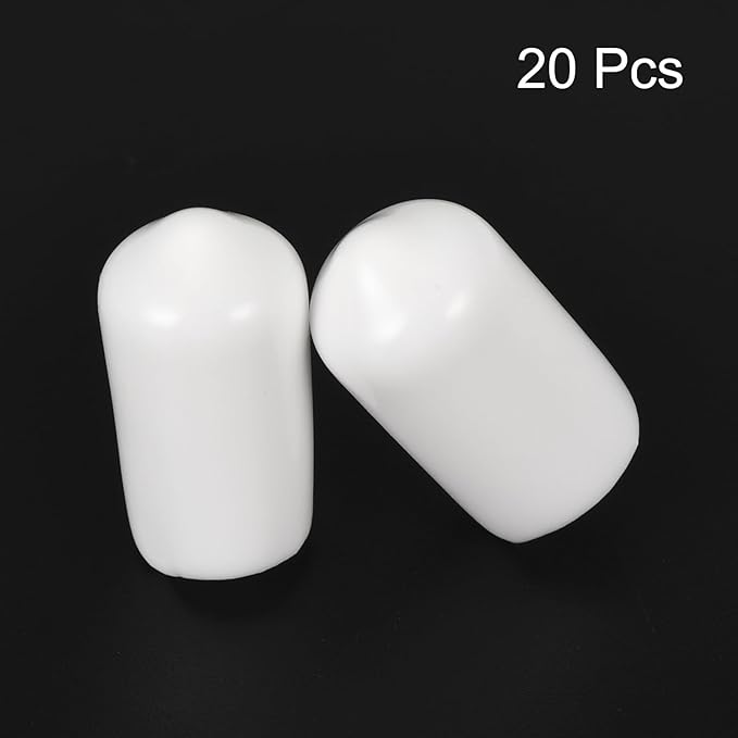 uxcell 20pcs Rubber End Caps 8.5mm ID Vinyl Round End Cap Cover Screw Thread Protectors White