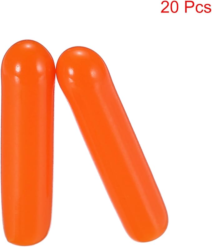 uxcell 20pcs Rubber End Caps 2mm(1/16") ID Vinyl PVC Round Tube Bolt Cap Cover Screw Thread Protectors,Orange