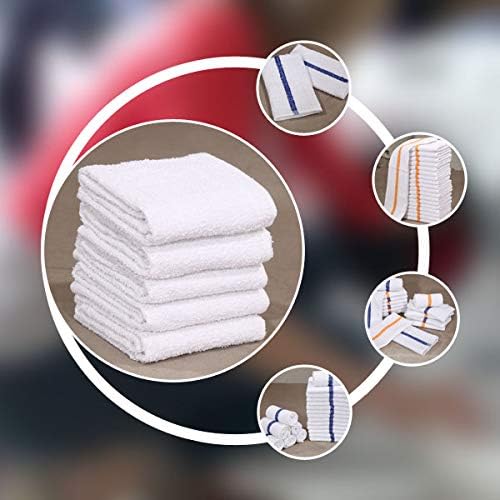 GOLD TEXTILES 60 PC New Cotton Blend White Restaurant Bar Mops Kitchen Towels 28oz (5 Dozen) (60, White)
