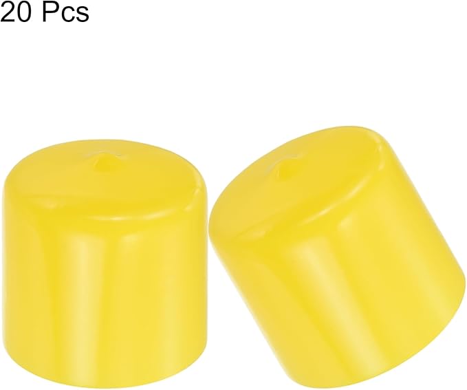 uxcell 20pcs Rubber End Caps 32mm(1 1/4") ID Vinyl PVC Round Tube Bolt Cap Cover Screw Thread Protectors Yellow