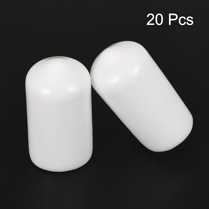 uxcell 20pcs Rubber End Caps 11mm ID Vinyl Round End Cap Cover Screw Thread Protectors White