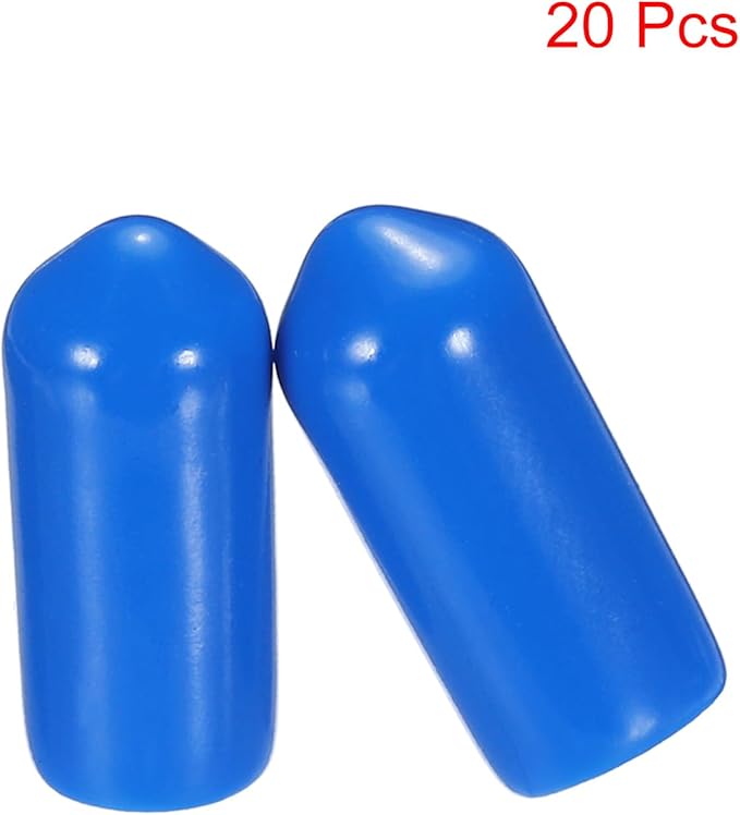 uxcell 20pcs Rubber End Caps 6.5mm ID Vinyl PVC Round Tube Bolt Cap Cover Screw Thread Protectors Blue