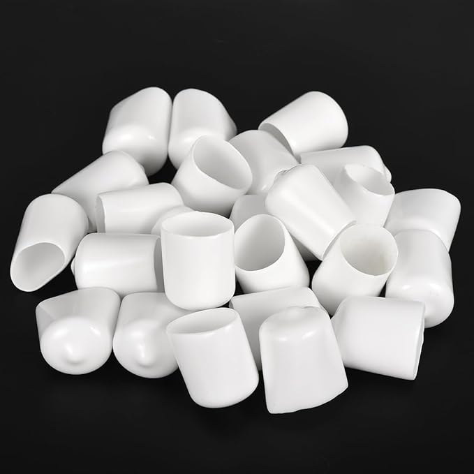uxcell 20pcs Rubber End Caps 16mm ID Vinyl Round End Cap Cover Screw Thread Protectors White