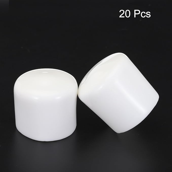 uxcell 20pcs Rubber End Caps 32mm ID Vinyl Round Tube Bolt Cap Cover Screw Thread Protectors White