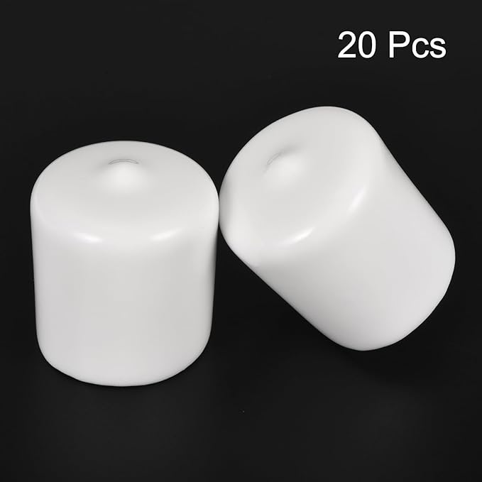 uxcell 20pcs Rubber End Caps 26mm ID Vinyl Round End Cap Cover Screw Thread Protectors White