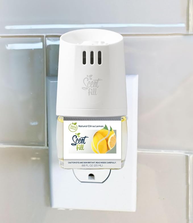 Scent Fill 100% Natural Lemon & Citrus Plug in Air Freshener, Scented Oil Refills, 3 Refills