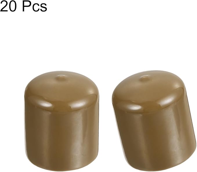 uxcell 20pcs Rubber End Caps 27mm(1 1/16") ID Vinyl PVC Round Tube Bolt Cap Cover Screw Thread Protectors Light Brown