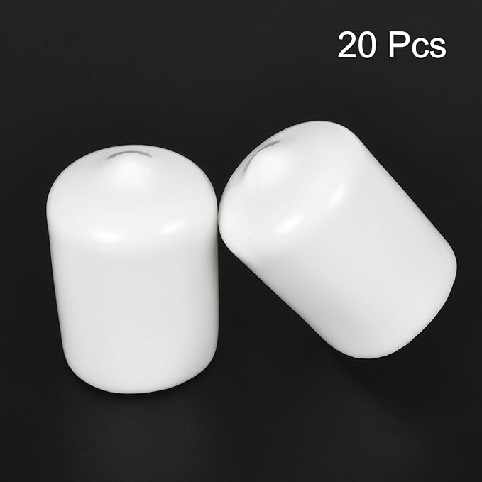 uxcell 20pcs Rubber End Caps 16mm ID Vinyl Round End Cap Cover Screw Thread Protectors White