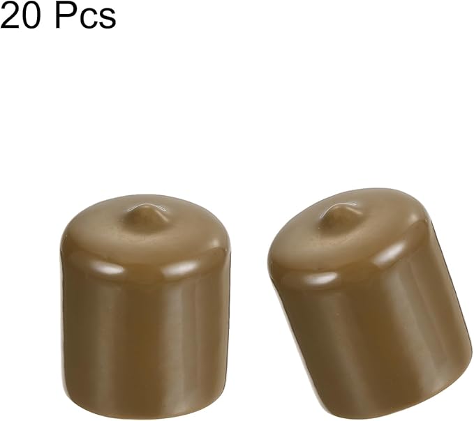 uxcell 20pcs Rubber End Caps 23mm(15/16") ID Vinyl PVC Round Tube Bolt Cap Cover Screw Thread Protectors Light Brown