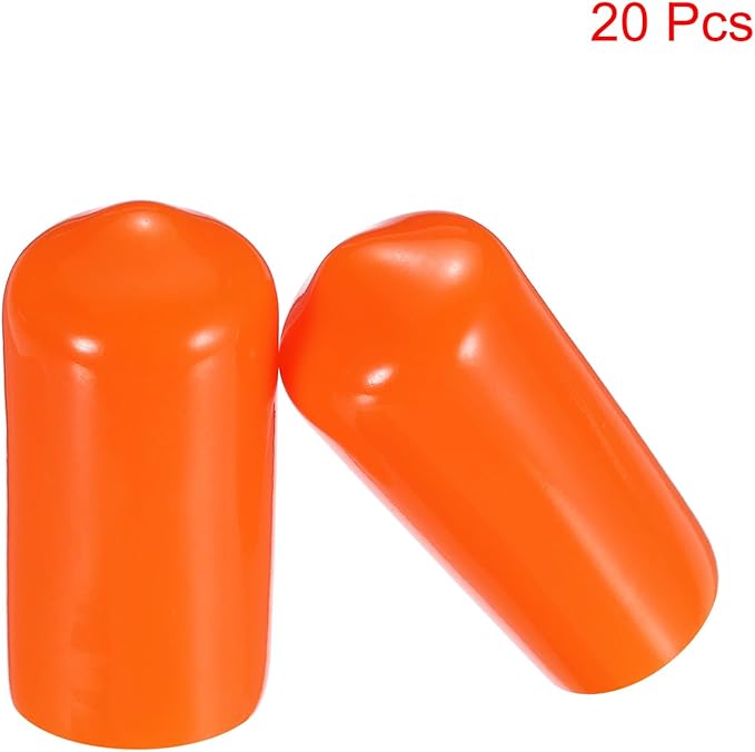 uxcell 20pcs Rubber End Caps 10mm(3/8") ID Vinyl PVC Round Tube Bolt Cap Cover Screw Thread Protectors,Orange