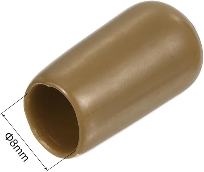 uxcell 20pcs Rubber End Caps 8mm(5/16") ID Vinyl PVC Round Tube Bolt Cap Cover Screw Thread Protectors Light Brown