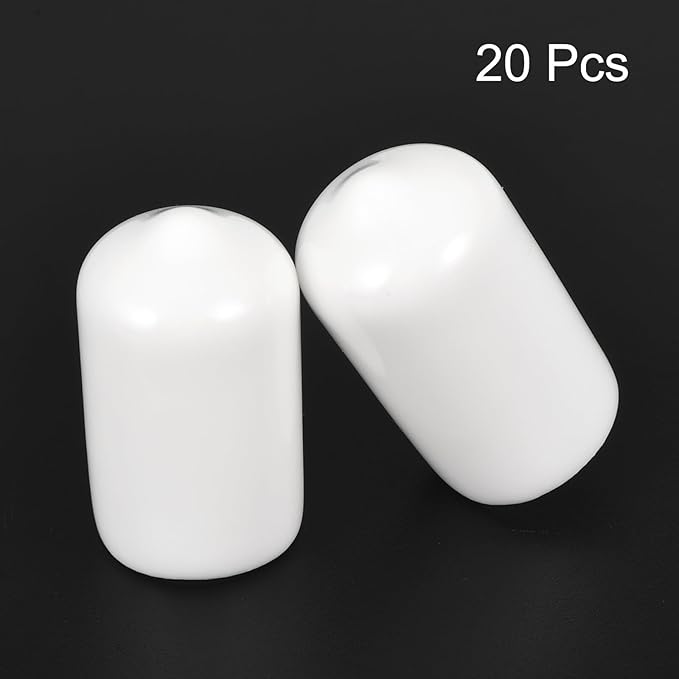 uxcell 20pcs Rubber End Caps 12mm(1/2 inch) ID Vinyl Round End Cap Cover Screw Thread Protectors White