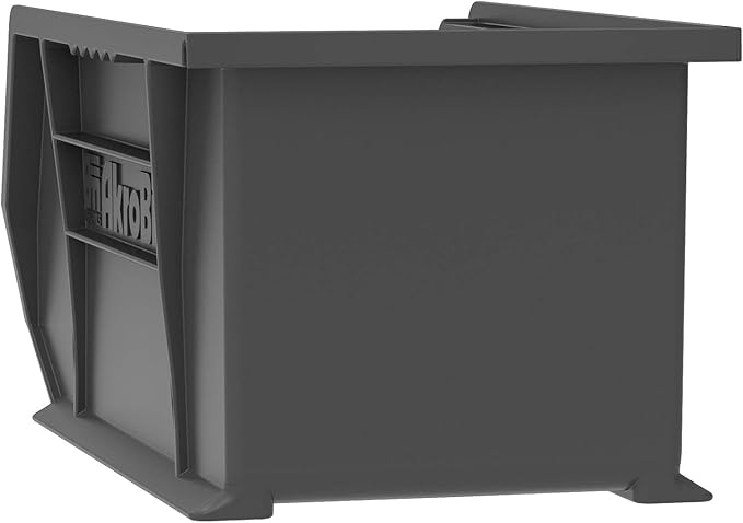 Akro-Mils 30240 AkroBins Plastic Storage Bins, Space-Saving Stackable Bins for Garage, Pantry, Craft Organization, 15" x 8" x 7", Black, 12-Pack