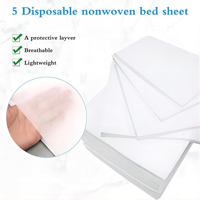 100Pcs Disposable Massage Table Sheets 31.5" x 71" Non-Woven Fabric Bed Covers for Ultimate Hygiene and Comfort in Massage, Tattoo, and Spa Treatments, Breathable and Durable Sheets(White)