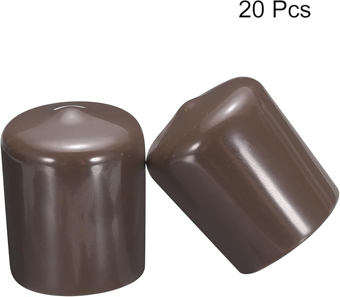 uxcell 20pcs Rubber End Caps 22mm ID Vinyl Round Tube Bolt Cap Cover Screw Thread Protectors Brown