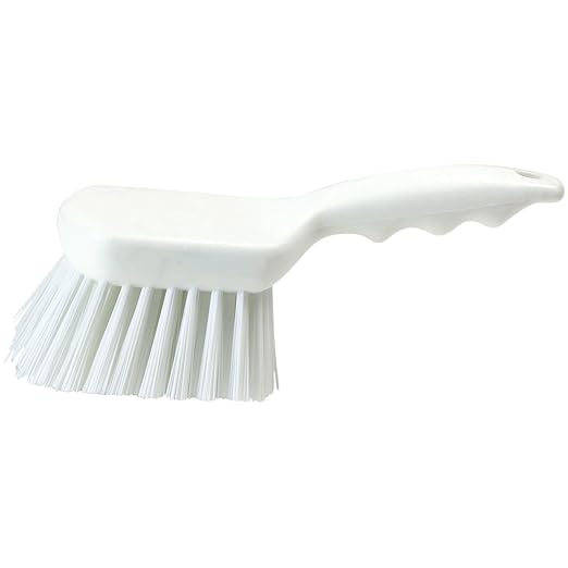 SPARTA 40541EC02 Plastic Scrub Brush, Utility Brush, Kitchen Brush With Hanging Hole For Cleaning, 8 Inches, White, (Pack of 6)