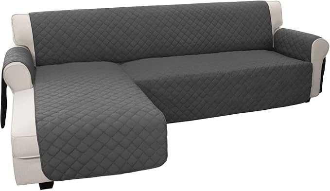 Easy-Going Sectional Couch Covers L Shape Reversible Sofa Slipcover Chaise Lounge Cover Furniture Protector Cover for Pets Dog Cat (X-Large, Dark Gray)