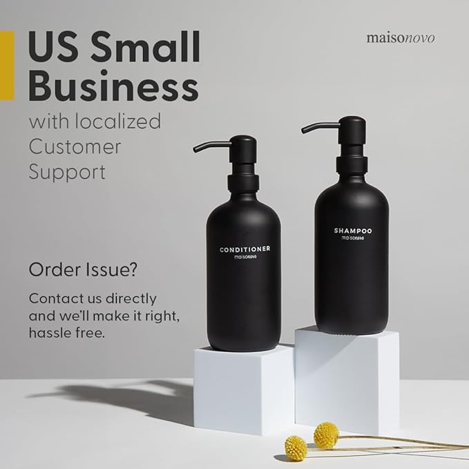 MaisoNovo Soap Pump Replacement - 2X Black Bamboo Pumps - Pump Dispenser - Soap Dispenser Pump Replacement - Stainless Steel Soap Pump - Pump for Soap Dispenser