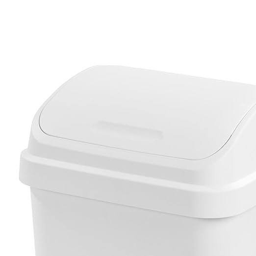 Sterilite 4-Pack Swing Top Wastebasket, Sleek Square Profile Trash Can, 13 Gallon, White - Modern Garbage Bin for Kitchen, Bathroom, Garage and Workspace, Fits 13 Gal Liners