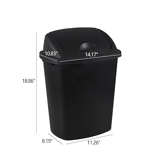 4-Pack 6 Gollons Garbage Bin with Lid, Black Swing Top Trash Can
