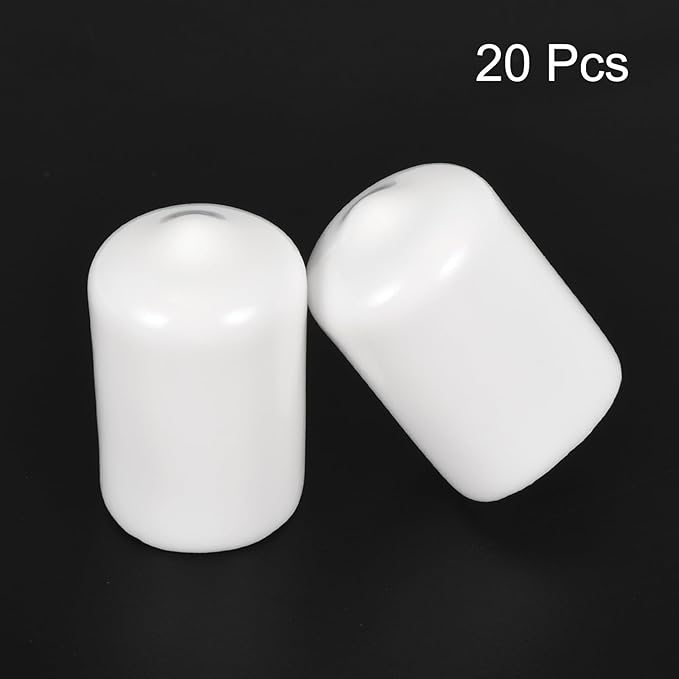 uxcell 20pcs Rubber End Caps 14mm(9/16") ID Vinyl Round End Cap Cover Screw Thread Protectors White