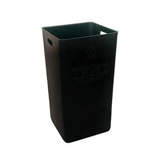 32 Gallon Square Slatted 100% Recycled Plastic Heavy-Duty Commercial Outdoor or Indoor Trash Can with Push Top Lid | Great for Schools and Businesses - Black