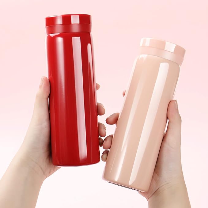 Mini Thermos Cute Water Bottle - 7 oz Tiny Insulated Vacuum 18/10 Stainless Steel Small Flask - Leak Proof & Spill Proof & Keeps Cold and Hot for Drink, Coffee, Tea - Pink