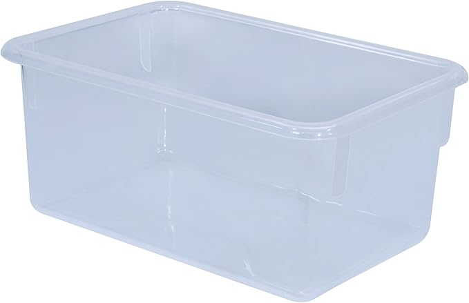 Wood Designs Cubby Storage Bin, Heavy Duty Plastic Containers for Kids Translucent Clear Cubby Tray Set of 30