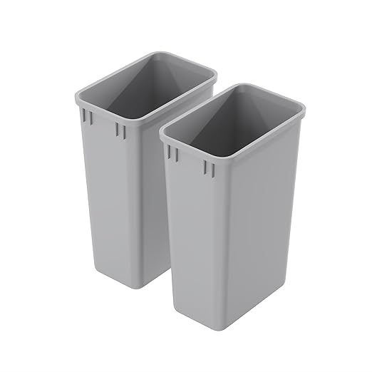 Dowell 50Qt Waste Trash Container, 13Gal, Plastic, Stackable, for Kitchen/Bathroom/Office, Fits Under Sink/Desk (Grey 4000 50 04-2 Pack)