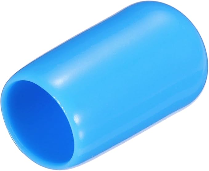 uxcell 20pcs Rubber End Caps 8mm(5/16") ID Vinyl PVC Round Tube Bolt Cap Cover Screw Thread Protectors,Light Blue