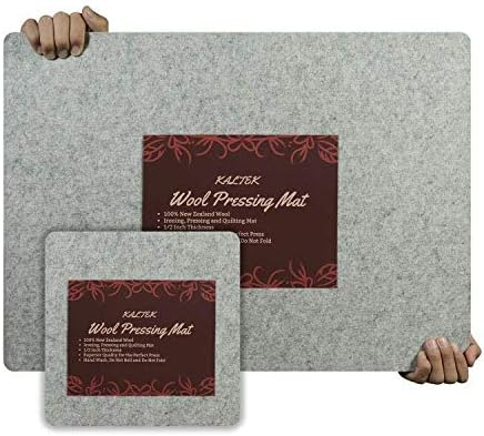 Wool Pressing Mat Set (Deluxe 2 Pack) Includes 24 x17 and 10 x 10 mats with Quilting Supplies in Pouch, 100% Pure New Zealand Wool, 2 Wool Pressing Mats Comes with Large Size & Portable Size (2 Mats)