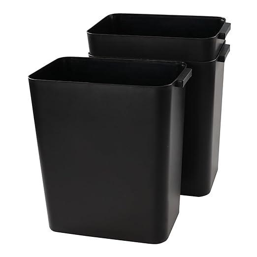 3-Pack Black 4.5 Gallon Plastic Trash Can Wastebasket, Garbage Container Bin