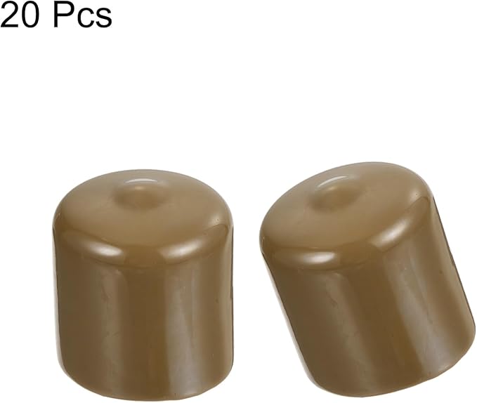 uxcell 20pcs Rubber End Caps 29mm(1 1/8") ID Vinyl PVC Round Tube Bolt Cap Cover Screw Thread Protectors Light Brown