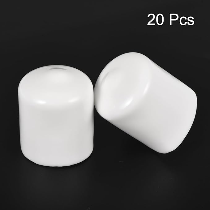uxcell 20pcs Rubber End Caps 30mm ID Vinyl Round End Cap Cover Screw Thread Protectors White
