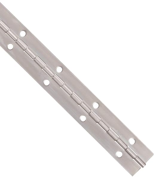 Stainless Steel Continuous Hinge with Hole, Bright Annealed Finish (4 Feet Long, 3 Inches Wide)