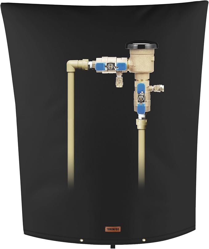 Backflow Preventer Pipe Insulation Cover (5°F) - Irrigation Sprinkler Valve Insulated Pouch - Water Well Pump Cover - Sturdy 5 Layers for Winter Freeze Protection, 24" W x 30" H, Black