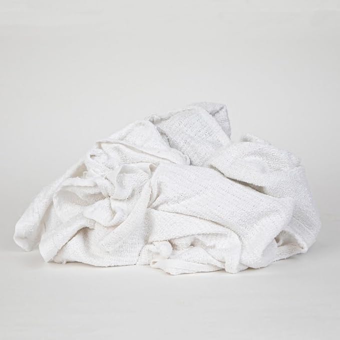 PRO SOURCE Low-Lint Virgin White 100% Cotton Terry Cloth Bar Mop Shop Towels, Absorbent & Washable: 16" x 19" with Hemmed Edges, 5 lb Box