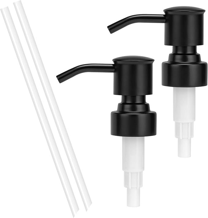 Soap Dispenser Pump Replacement 304 Stainless Steel for Regular Mouth Bottle for Standard 28/400 Thread Size Kitchen Bathroom Lotion Refill Dispenser 2 Pack(Black)
