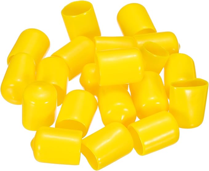 uxcell 20pcs Rubber End Caps 15mm ID Vinyl PVC Round Tube Bolt Cap Cover Screw Thread Protectors Yellow