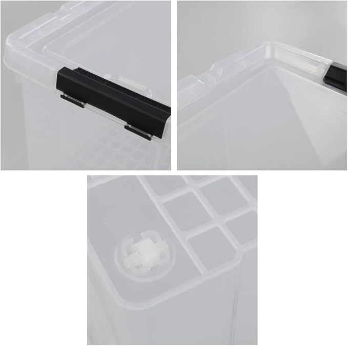 Pekky 50 Quart Clear Storage Containers/Bins with Lid，Wheels and Latching Handles, Large Rolling Storage Plastic Box Tote(4Packs)