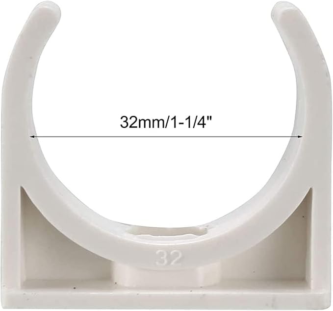 30 Pcs U-Shaped PVC Water 32mm Pipe Clamps Clips, U-Shaped Buckles Fit for 1-1/4" (32mm) Water Pipes and TV Trays Tubing Hose Hanger Support Pex Tubing （White 32mm）