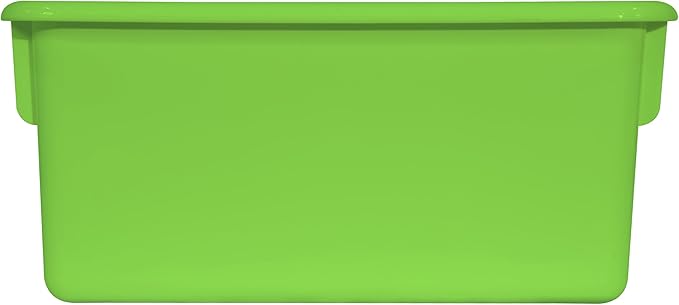 Wood Designs Cubby Storage Bin, Heavy Duty Plastic Containers for Kids Lime Green Cubby Tray Set of 25