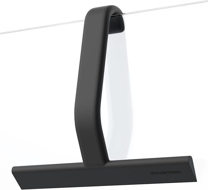 dancemoon JustHang Shower Squeegee for Glass Doors, All-One-Piece Silicone with Built-in Hook Design for Easy Hanging and Cleaning, 10 Inch Black