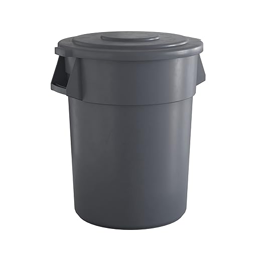 55 Gallon Gray Round Commercial Trash Can with Lid